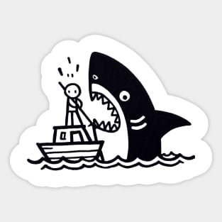 Stick Figure of a Shark in Black Ink Sticker